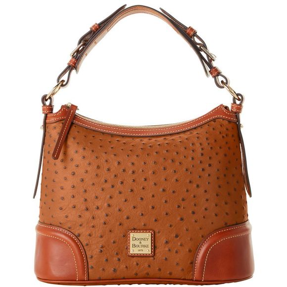 Dooney & Bourke Handbags - Dooney & Bourke Ostrich Hobo Shoulder Bag - Caramel